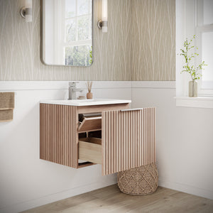 Fresca FCB4124OAK-CWH-U Elliot 24" Floating Bathroom Cabinet with Top & Sink in Vanilla Oak