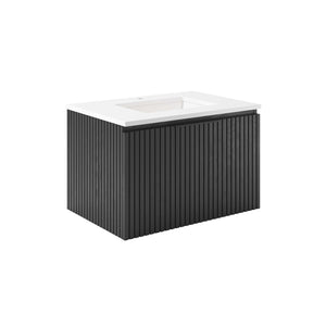 Fresca FCB4130BOAK-CWH-U Elliot 30" Floating Bathroom Cabinet with Top & Sink in Onyx Oak