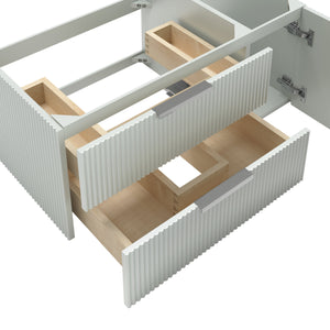 Fresca FCB4336SGE-UNS-L-CWH-U Camille 36" Floating Bathroom Cabinet with Top & Sink in Whispering Sage