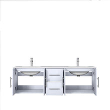 Load image into Gallery viewer, Lexora LG192260DMDSLM60 Geneva 60&quot; Glossy White Double Vanity, White Carrara Marble Top, White Square Sinks and 60&quot; LED Mirror