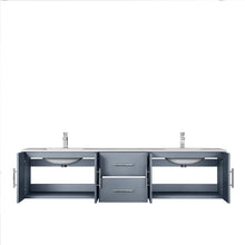 Load image into Gallery viewer, Lexora LG192280DBDSLM30F Geneva 80&quot; Dark Grey Double Vanity, White Carrara Marble Top, White Square Sinks and 30&quot; LED Mirrors w/ Faucets