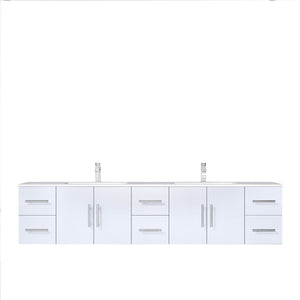 Lexora LG192284DM00LM36 Geneva 84" Glossy White Double Vanity, no Top and 36" LED Mirrors