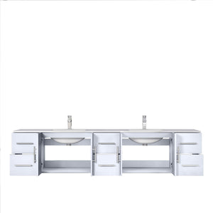 Lexora LG192284DM00LM36 Geneva 84" Glossy White Double Vanity, no Top and 36" LED Mirrors