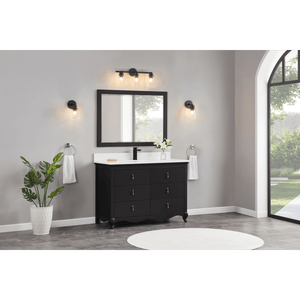 Legion Furniture WS2512-48-TB 48" TRICORN BLACK FINISH SOLID WOOD SINK VANITY WITH 1" ARTIFICIAL STONE TOP