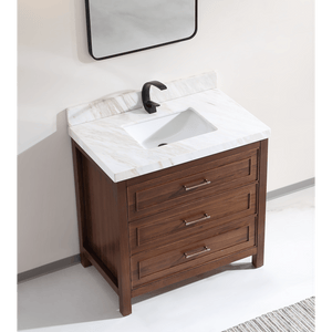 Legion Furniture WK2428-36-EB-WITH WHITE NATURAL TOP 36" EBONY SINK VANITY