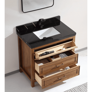 Legion Furniture WK2428-36-EW-WITH BLACK NATURAL TOP 36" EBONY SINK VANITY