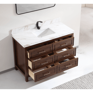 Legion Furniture WK2428-48-EB-WITH WHITE NATURAL TOP 48" EBONY SINK VANITY