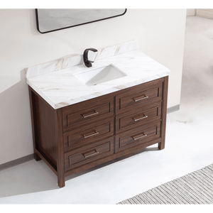 Legion Furniture WK2428-48-EB-WITH WHITE NATURAL TOP 48" EBONY SINK VANITY