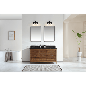 Legion Furniture WK2428-60D-EW-WITH BLACK NATURAL TOP 60" EBONY DOUBLE SINK VANITY