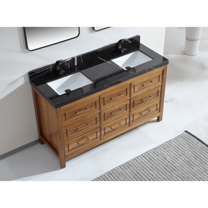 Legion Furniture WK2428-60D-EW-WITH BLACK NATURAL TOP 60" EBONY DOUBLE SINK VANITY