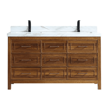 Load image into Gallery viewer, Legion Furniture WK2428-60D-EW WITH WHITE NATURAL TOP 60&quot; EBONY DOUBLE SINK VANITY