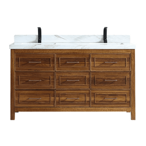 Legion Furniture WK2428-60D-EW WITH WHITE NATURAL TOP 60" EBONY DOUBLE SINK VANITY