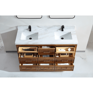 Legion Furniture WK2428-60D-EW WITH WHITE NATURAL TOP 60" EBONY DOUBLE SINK VANITY