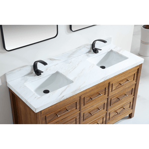 Legion Furniture WK2428-60D-EW WITH WHITE NATURAL TOP 60" EBONY DOUBLE SINK VANITY