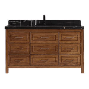 Legion Furniture WK2428-60S-EW-WITH BLACK NATURAL TOP 60" EBONY SINGLE SINK VANITY