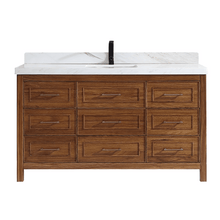 Load image into Gallery viewer, Legion Furniture WK2428-60S-EW-WITH WHITE NATURAL TOP 60&quot; EBONY SINGLE SINK VANITY