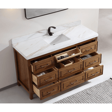 Load image into Gallery viewer, Legion Furniture WK2428-60S-EW-WITH WHITE NATURAL TOP 60&quot; EBONY SINGLE SINK VANITY