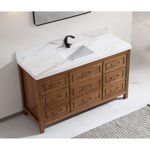 Legion Furniture WK2428-60S-EW-WITH WHITE NATURAL TOP 60" EBONY SINGLE SINK VANITY