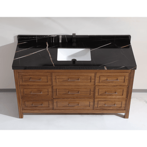 Legion Furniture WK2428-60S-EW-WITH BLACK NATURAL TOP 60" EBONY SINGLE SINK VANITY