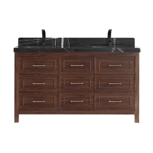 Legion Furniture WK2428-60D-EB-WITH BLACK NATURAL TOP 60" EBONY DOUBLE SINK VANITY