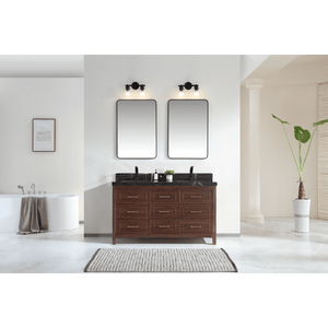 Legion Furniture WK2428-60D-EB-WITH BLACK NATURAL TOP 60" EBONY DOUBLE SINK VANITY