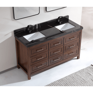 Legion Furniture WK2428-60D-EB-WITH BLACK NATURAL TOP 60" EBONY DOUBLE SINK VANITY