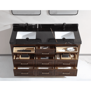 Legion Furniture WK2428-60D-EB-WITH BLACK NATURAL TOP 60" EBONY DOUBLE SINK VANITY