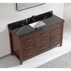 Legion Furniture WK2428-60S-EB-WITH BLACK NATURAL TOP 60" EBONY SINGLE SINK VANITY