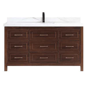 Legion Furniture WK2428-60S-EB- WITH WHITE NATURAL TOP 60" EBONY SINGLE SINK VANITY