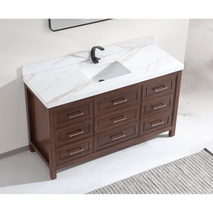 Legion Furniture WK2428-60S-EB- WITH WHITE NATURAL TOP 60" EBONY SINGLE SINK VANITY