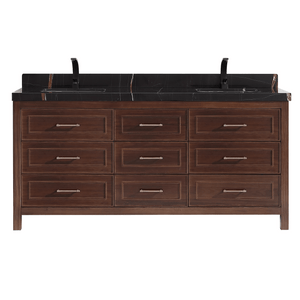 Legion Furniture WK2428-72-EB-WITH BLACK NATURAL TOP 72" EBONY DOUBLE SINK VANITY