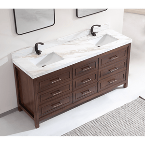 Legion Furniture WK2428-72-EB-WITH WHITE NATURAL TOP 72" EBONY DOUBLE SINK VANITY