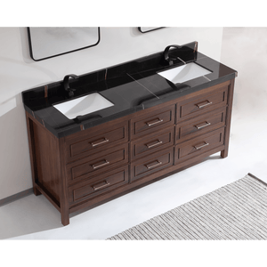 Legion Furniture WK2428-72-EB-WITH BLACK NATURAL TOP 72" EBONY DOUBLE SINK VANITY