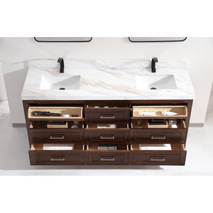 Legion Furniture WK2428-72-EB-WITH WHITE NATURAL TOP 72" EBONY DOUBLE SINK VANITY