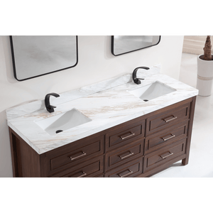 Legion Furniture WK2428-72-EB-WITH WHITE NATURAL TOP 72" EBONY DOUBLE SINK VANITY