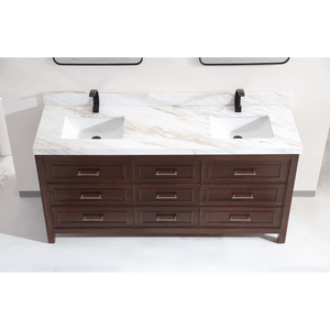 Legion Furniture WK2428-72-EB-WITH WHITE NATURAL TOP 72" EBONY DOUBLE SINK VANITY