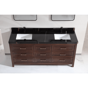 Legion Furniture WK2428-72-EB-WITH BLACK NATURAL TOP 72" EBONY DOUBLE SINK VANITY