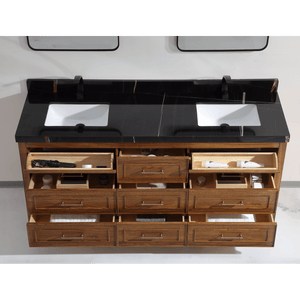 Legion Furniture WK2428-72-EW-WITH BLACK NATURAL TOP 72" EBONY DOUBLE SINK VANITY