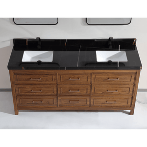 Legion Furniture WK2428-72-EW-WITH BLACK NATURAL TOP 72" EBONY DOUBLE SINK VANITY