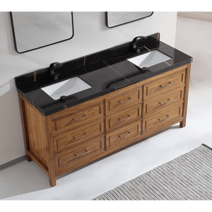 Legion Furniture WK2428-72-EW-WITH BLACK NATURAL TOP 72" EBONY DOUBLE SINK VANITY