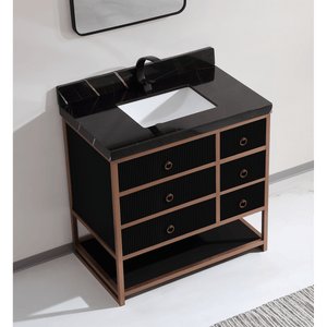 Legion Furniture WK2438-36-BG-WITH BLACK NATURAL TOP 36" VANITY