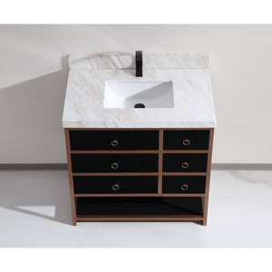 Legion Furniture WK2438-36-BG-WITH WHITE NATURAL TOP 36" VANITY