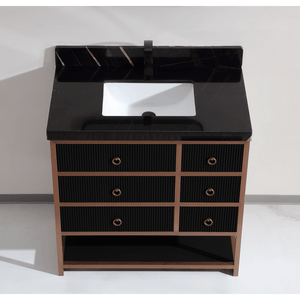 Legion Furniture WK2438-36-BG-WITH BLACK NATURAL TOP 36" VANITY