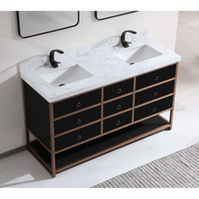 Load image into Gallery viewer, Legion Furniture WK2438-60D-BG-WITH WHITE ARTIFICIAL TOP 60&quot; DOUBLE VANITY