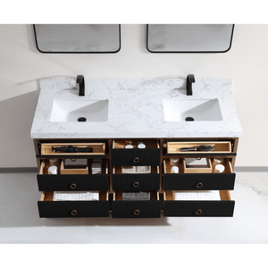 Legion Furniture WK2438-60D-BG-WITH WHITE ARTIFICIAL TOP 60" DOUBLE VANITY