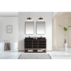 Legion Furniture WK2438-60D-BG-WITH BLACK NATURAL TOP 60" DOUBLE VANITY