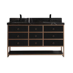 Legion Furniture WK2438-60D-BG-WITH BLACK NATURAL TOP 60" DOUBLE VANITY