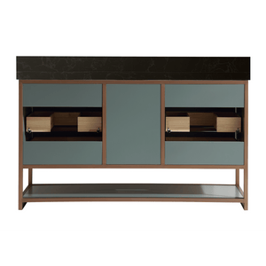 Legion Furniture WK2438-60D-PG-WITH BLACK NATURAL TOP 60" DOUBLE VANITY