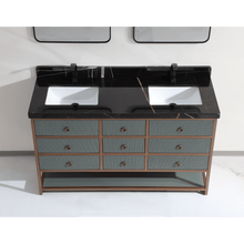 Load image into Gallery viewer, Legion Furniture WK2438-60D-PG-WITH BLACK NATURAL TOP 60&quot; DOUBLE VANITY