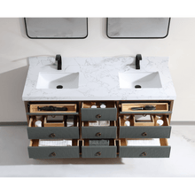 Load image into Gallery viewer, Legion Furniture WK2438-60D-PG-WITH WHITE ARTIFICIAL TOP 60&quot; DOUBLE VANITY